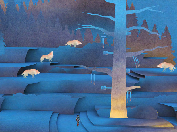 A scene from the Tengami App, created by Nyamyam Games. Image sourced from indiehaven.com.