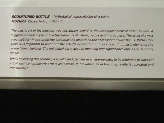 A description of the Moche potato pottery, Larco Museum, Cusco, Peru