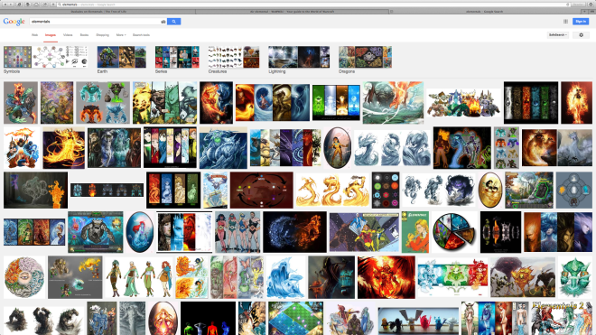 Images on Google when you use the search word 'Elementals'. Colourful isn't it!