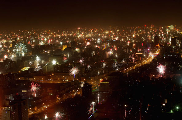 This image of Chinese New Year fireworks came up when I typed 'fire riotous celebration' into Google images. I've flown over China during the New Year celebrations and it is spectacular from the air as well. Source: Reinhard Krause, Reuters.
