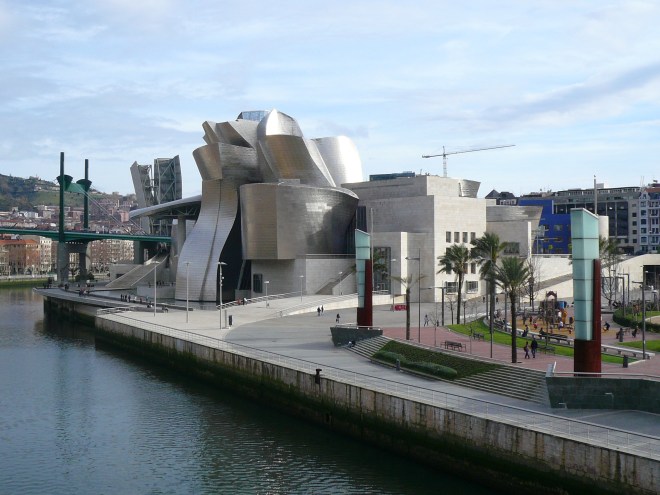 The Guggenheim Museum in Bilbao, Spain is covered in Titanium. It is inspired by **