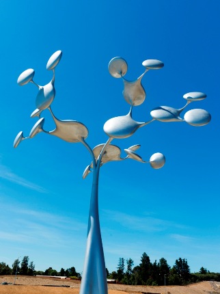 The Tree of Life sculpture by Phil Price is located at the McClelland Gallery in Melbourne. As shown in the video, each of the discs moves in a mesmerising motion.